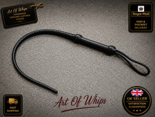 31" Handmade Genuine Cowhide Leather Braided Whip Traditional Craft Black