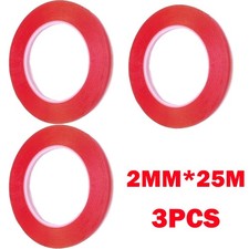 3X 2mm 25m Red Double Sided Super Sticky Adhesive Tape For Cell Phone Repair