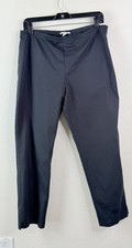 Eileen Fisher Pants L Black Organic Cotton Stretch Side Zip Tapered Cropped