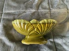 Vintage Hull GREEN Blue DRIP Fancy Oval Pedestal Planter w LEAF MOTIF MCM