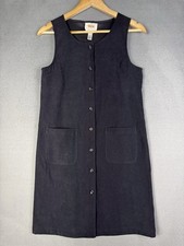 Talbots Womens Black Front Button Sleeveless Dress Pockets Petite Size 4 Preppy