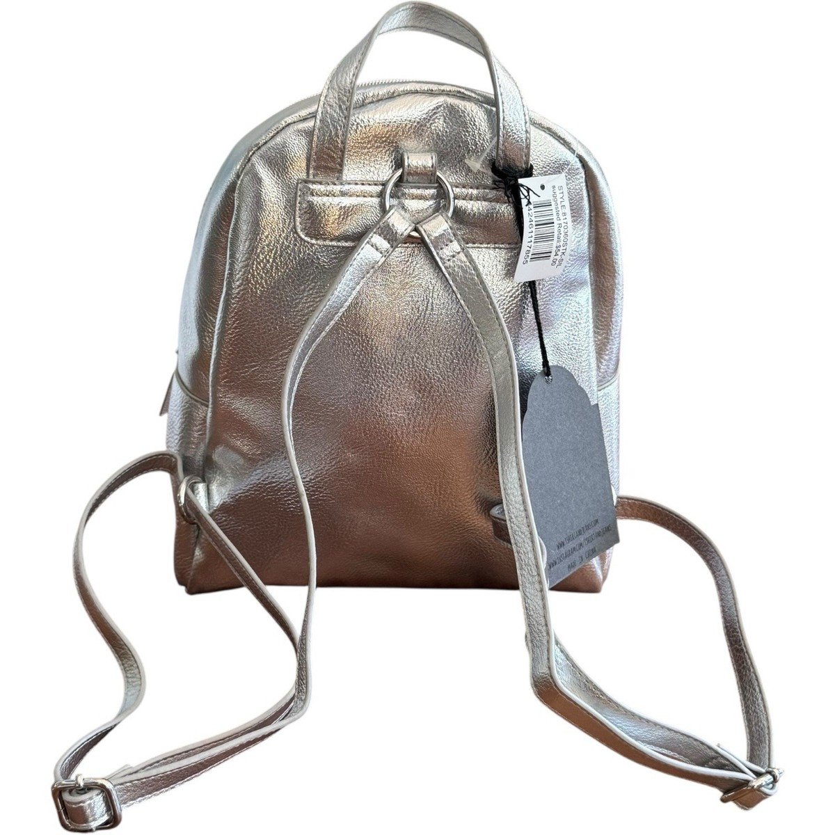 T-Shirt & Jeans Metallic Backpack with Flame Design NWT T-Shirt & Jeans Metallic Faux Leather Backpack with  main image 2