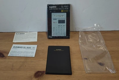 Vintage Casio SL-900 Slim Line Calculator Solar Cell Made in Japan - Boxed NOS