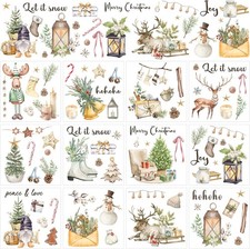 Vintage Rub On Transfers for Crafts Scrapbooking Christmas 12 Sheets