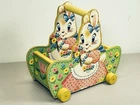 Vintage Fisher Price number # 310 BUNNY Rabbit EASTER CART Pull Toy Wood wagon