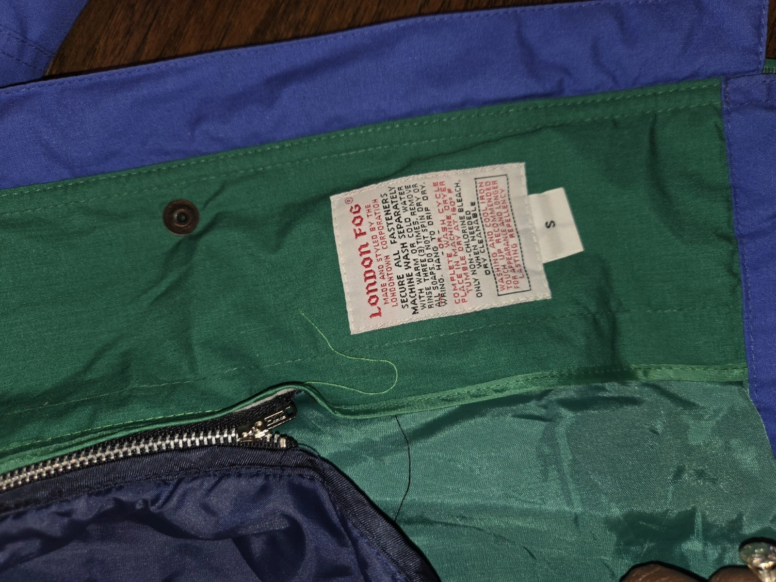 London Fog Men's Full Zip Nylon Jacket w/ Pockets Stand-Up Collar Blue/Green S - product detail image 9