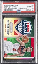 2015 PANINI PRIZM USA BK GREEN PRIZM #16 STEPHEN CURRY PSA 10