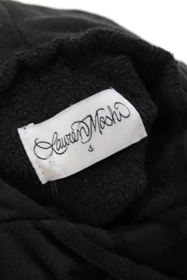 Pullover con Capucha Lauren Moshi Mujer Negro Arte Gráfico Algodón Manga Larga Talla S Foto 4 de 4
