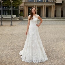 Vintage Sheath Sleeveless Wedding Dress Long Lace Bohemian Beach Bride Gown