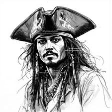 Johnny Depp Digital AI Art Sketch Image Desktop Wallpaper Background JD25001