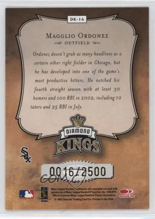 2003 Donruss Diamond Kings /2500 Magglio Ordonez #DK-16 - Image 2 of 2