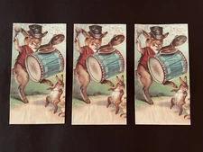 3 NOS 1983 MRS. GROSSMAN’S EASTER BUNNY SACKS DUEL SIDED BUNNY W DRUM & CHELLO