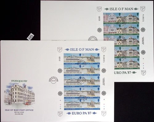 @ ISLE OF MAN 1987 - 2 FDC - CEPT - ARCHITECTURE