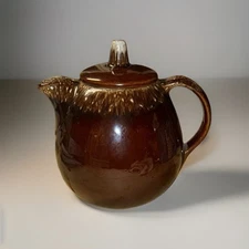 Hull Pottery MCM USA Oven Proof Brown Drip Glaze Teapot w/Lid 6-3/4"H 5-Cup-VNTG