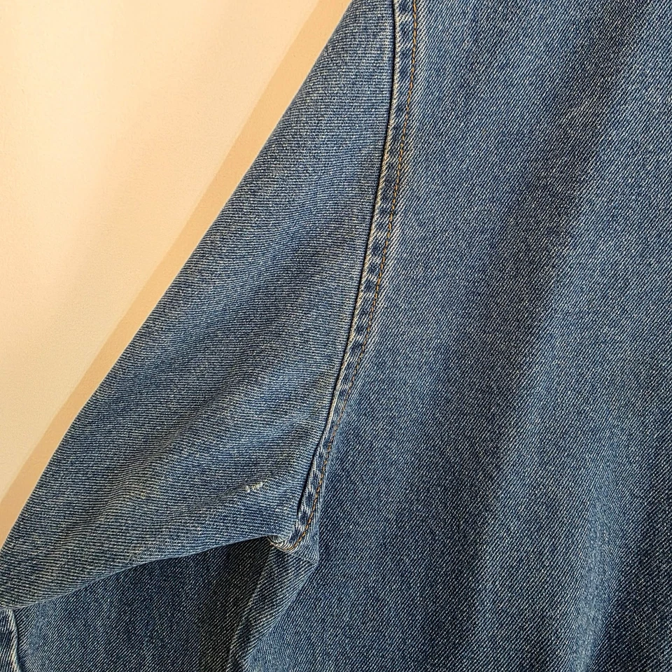 Abrigo vaquero azul con capucha y cremallera de mezclilla azul vintage L.A. talla L Foto 3 de 4