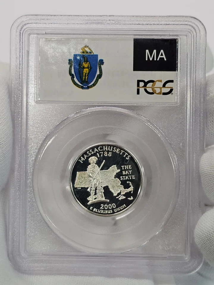 2000-S 25c Silver Proof Massachusetts Washington Quarter PCGS PF69 PR69DCAM - Image 2 of 4