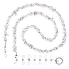 Natural Stone Chip Beaded Eyeglass Chain for Women, 28 Inch White