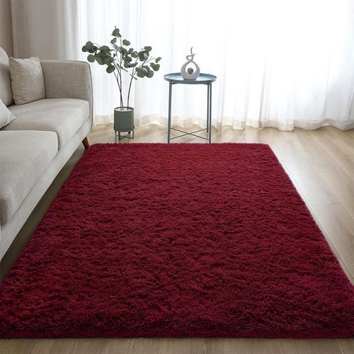 Fluffy Burgundy Red Rug Carpet for Bedroom Living Room, 3x5 Feet Area Rugs fo... - Picture 5 of 8