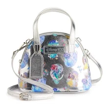 DISNEY 100 YEARS Princess Crossbody Mini Handbag Blk Silver Princess Purse Bag 