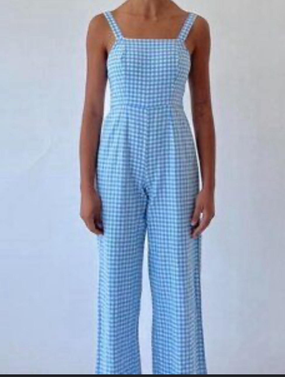 Jessica Simpson Blue White Plaid Jumpsuit - Size Medium
