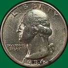 1934 Heavy Motto Washington Quarter Silver Almost Uncirculated AU Coin #39269