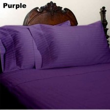 Bed Sheet Set Purple Striped 4pc Choose Size's 1000 Thread Count 100 Egy Cotton