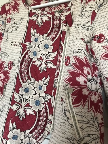 ZARA BLAZER PRINTED FLORAL QUILTED CARDIGAN WHITE RED JACKET BLOGGERS XS UK 6 - Imagen 12 de 12