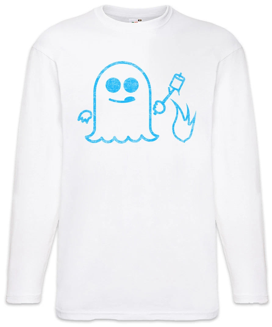 S BBQ Men Long Sleeve T-Shirt Barbecue Ghost Marshmallow Camping Fun Campfire