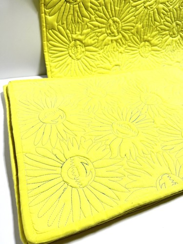 Pomegranate Brand Quilted Placemats Floral Pattern Yellow & Blue Reversible - Picture 9 of 9