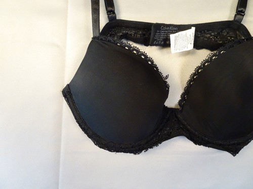 Calvin Klein Bra Womens 36A Black Lace Floral Push Up Underwire Bra - Picture 3 of 10