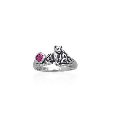 Katze geschaffen Rubin 925 Sterling Silber Ring feiner Kätzchenschmuck