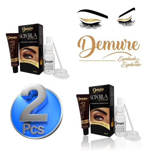 2 Sets Demure Eyebrow Tint Kit Professional dye kit, Collor - 3.0 Dark Brown NEW