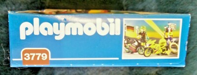 Playmobil Vintage 3779 – City Racers – Moto Et Podium – Set 1994 – Personnages Et Chien