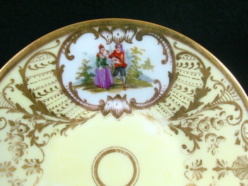 Antique Dresden Demitasse Cup & Saucer Courting Couple Hand Painted - Picture 8 of 9