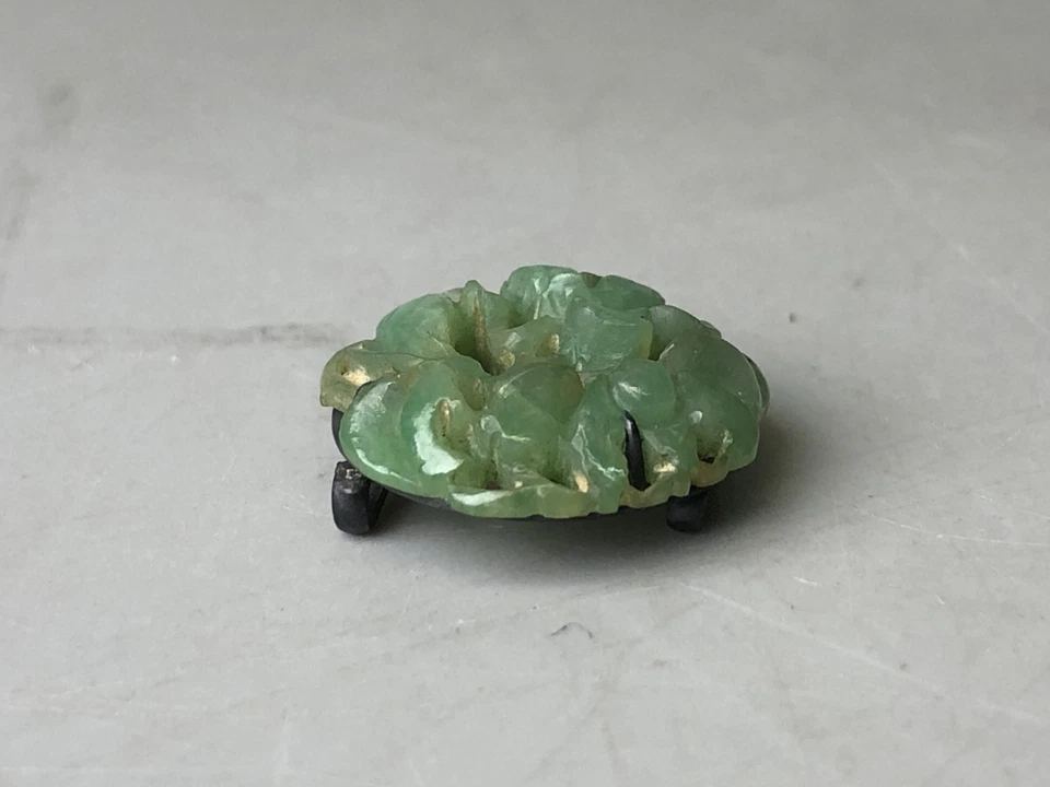 Y7768 OBIDOME Jade engraving Sash clip brooch Japan antique kimono accessory - Image 2 of 4