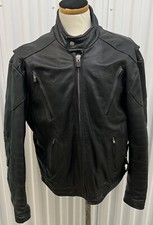 Black Leather Motorcycle Jacket XL 25X28 Vented No Liner Padded Interstate