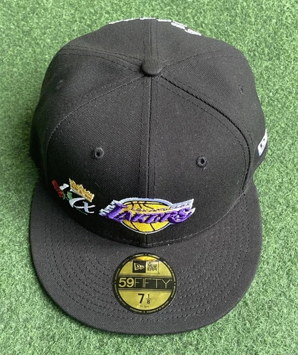 Size 7 1/8 Los Angeles Lakers Fitted Hat Cap 17X Crown Champs New Era 59FIFTY