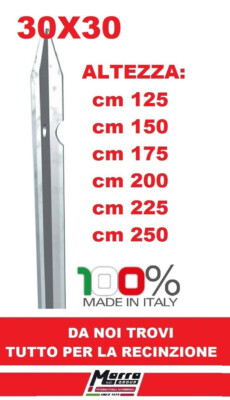 10 Saette a L 150 cm in Acciaio per Paletti da Recinzione Pali Alti 175