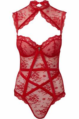 Killstar Gothic Goth Vintage Spitze Samt Bodysuit Boody - Dark Desire Scarlet