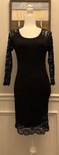 GUESS Medium Black Lace Midi M Pullover Lined  Bodycon Formfitting Sheath Dress