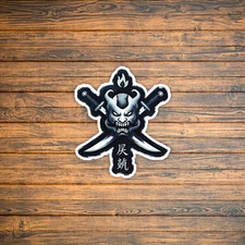 Fierce Samurai Demon Mask Sticker - Evil Japanese Oni Warrior Decal #1043