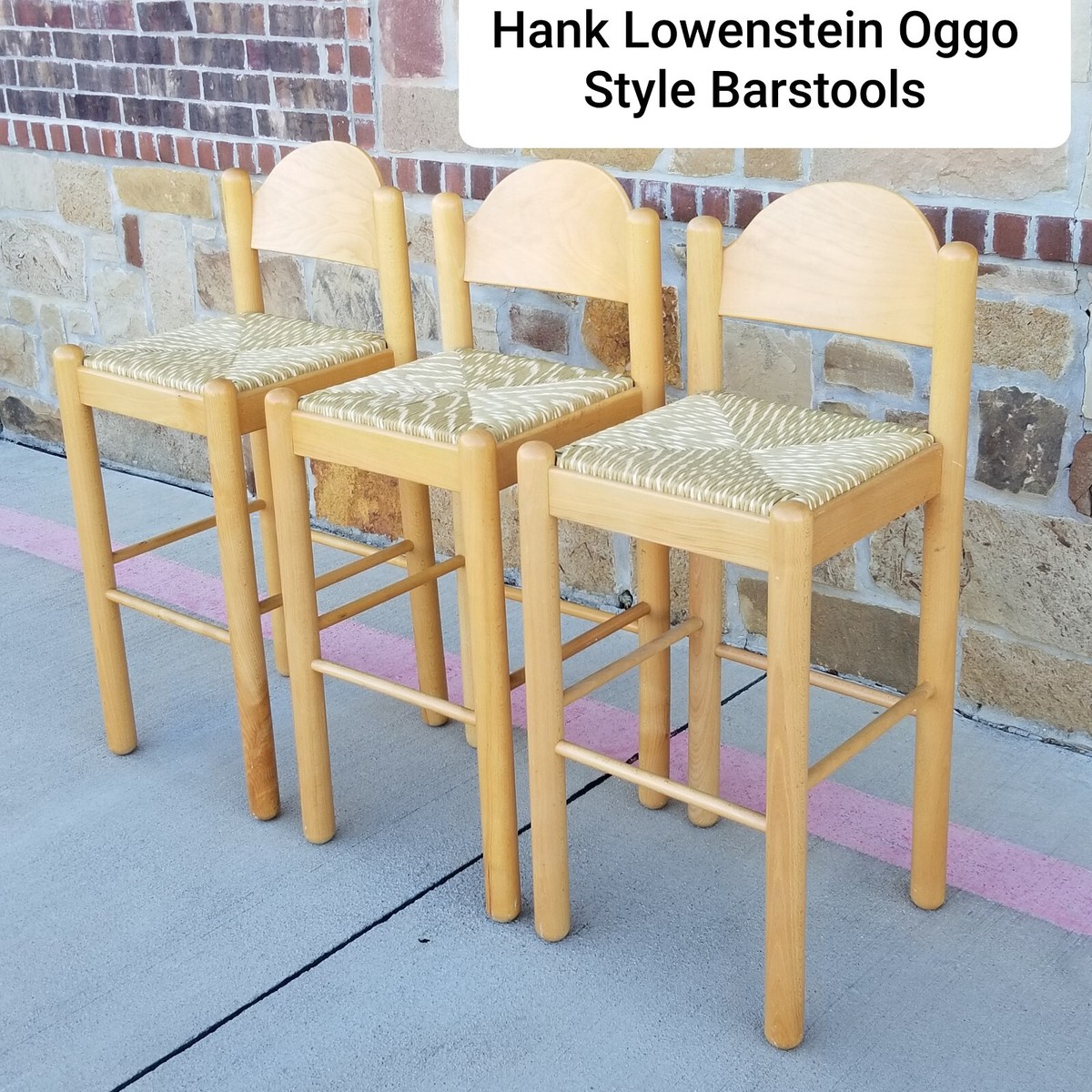 Hank Lowenstein Style Vintage Italian Padova Barstools with Rush