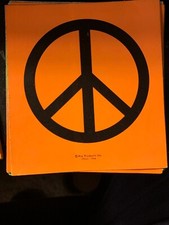 PEACE SIGN VINTAGE 1964 HIP PRODUCTS PAPER DECAL BUMPER STICKER Orange 4x4"