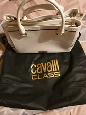 Borsa a mano CAVALLI classe bianca con cover originale RRP 350 vera pelle 