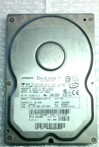 40GB Hitachi Deskstar Ultra-ATA/100 IDE 7200rpm 3.5" Hard Disk Drive