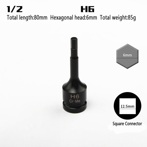 1/2″ Drive Impact Hex Bit Socket Allen Key 80mm Long Hex Socket Cr-Mo - Afbeelding 3 van 12