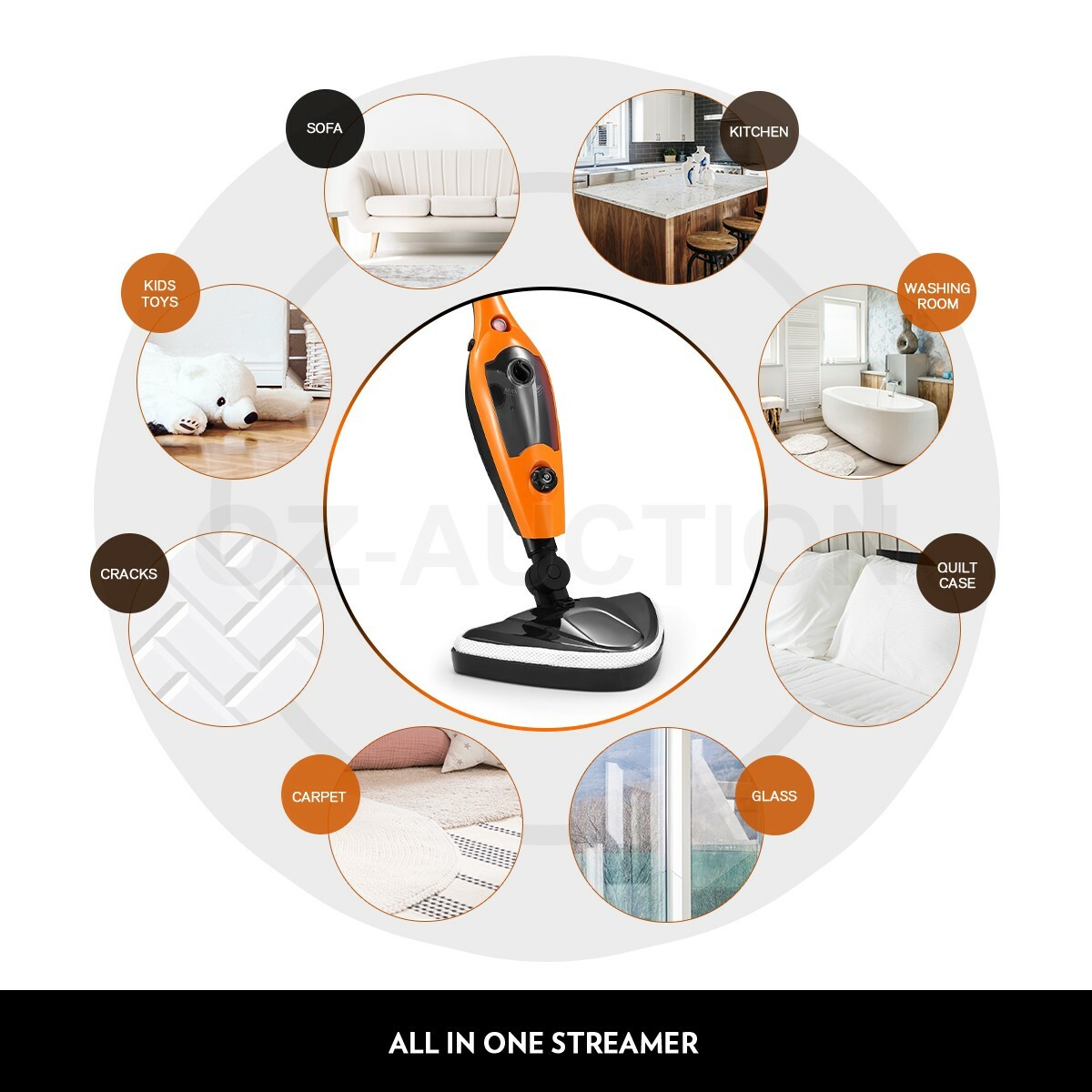 Maxkon 14in1 Steam Mop Cleaner Floor Carpet Cleaning Wash w/Accessories 400ML — image 11