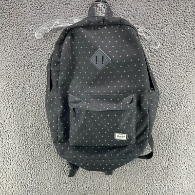 Herschel Pop Quiz Canvas Backpack Black Gridlock Gold Red White Stripe  Interior