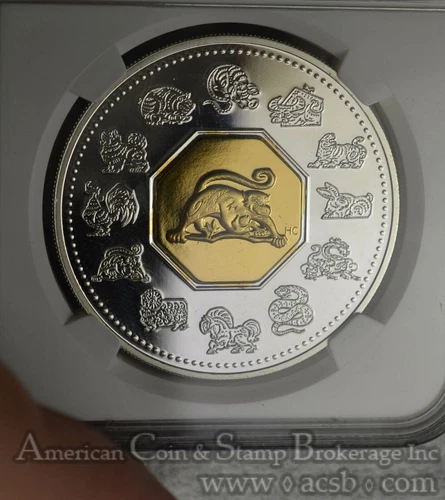 Canada $15 Dollars 2004 PR69 UCAM NGC silver KM#610 Zodiac China Gold Monkey