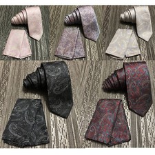 Men's Laser Design Skinny Slim 2.75" Neck Tie And Pocket Square Hankie Prom 2174